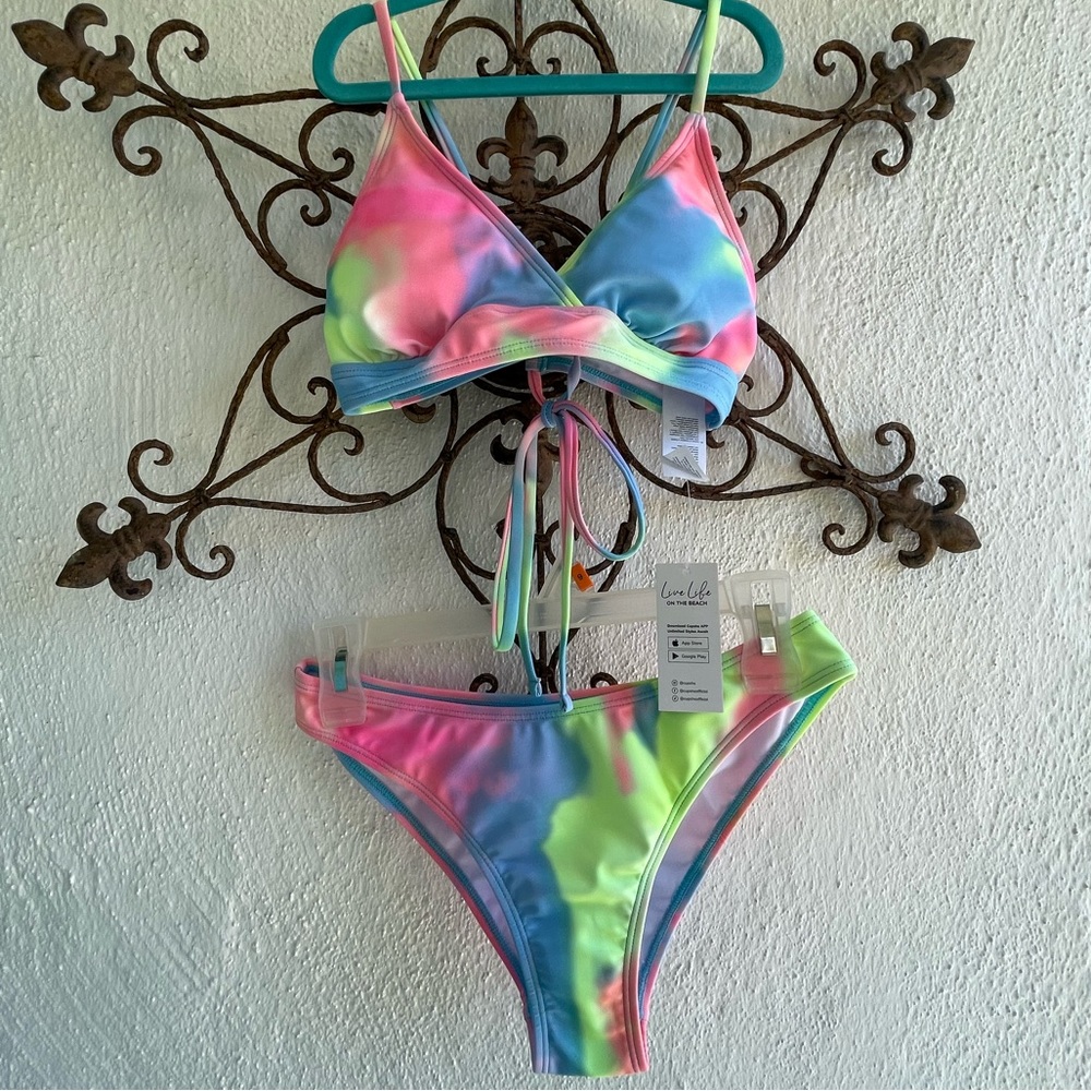 Neon tie dye bikini NWT